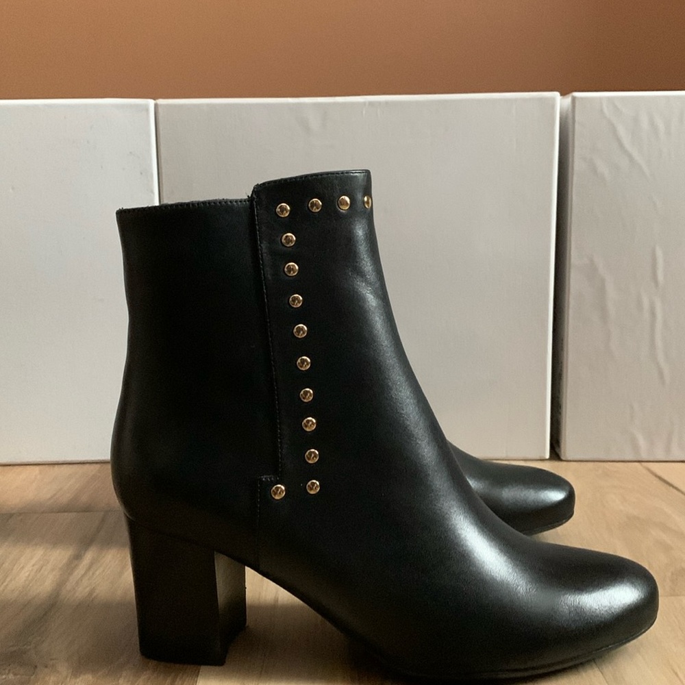 Neiman Marcus Jaime Black Leather Ankle Boots